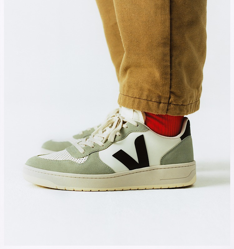 veja baskets v-10-prime cuir vert vi0220500