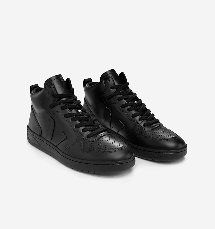 veja baskets v-15 cuir noir vq0203305 Top view