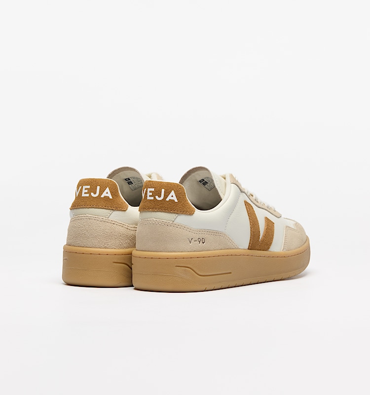 veja baskets v-90 cuir beige vd2020915 Back view