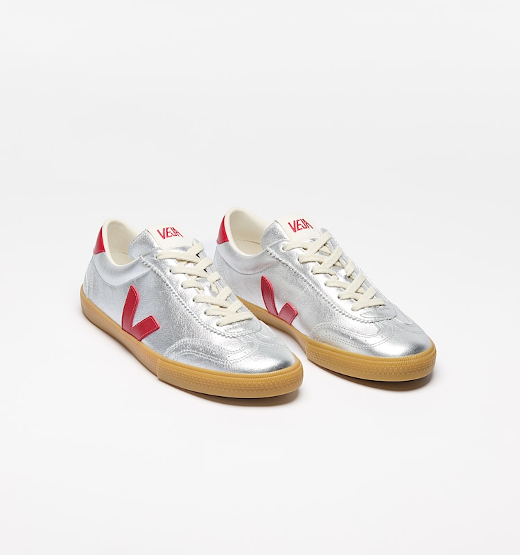 veja baskets volley cuir argente vo2020881 Top view