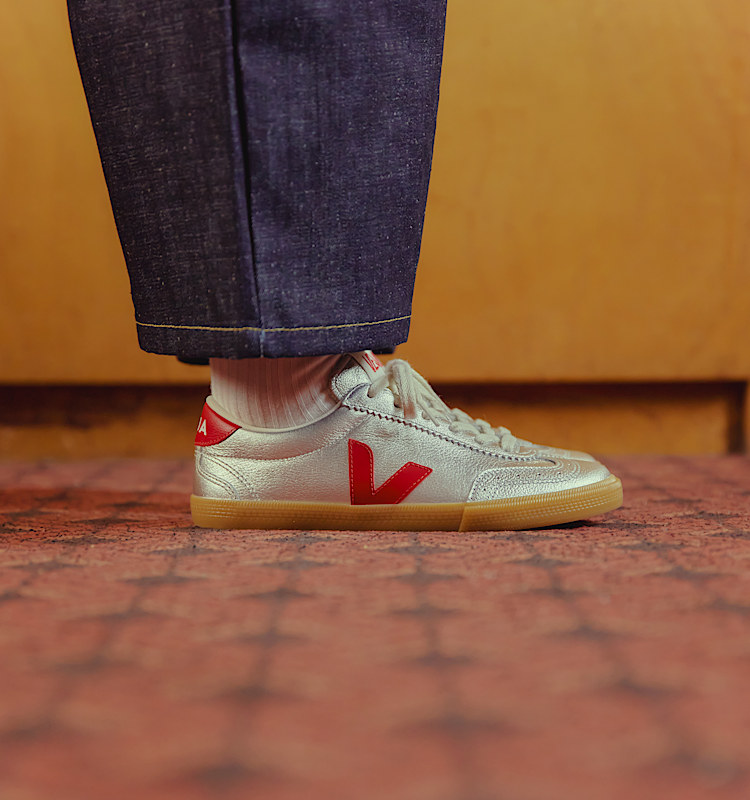 veja baskets volley cuir argente vo2020881